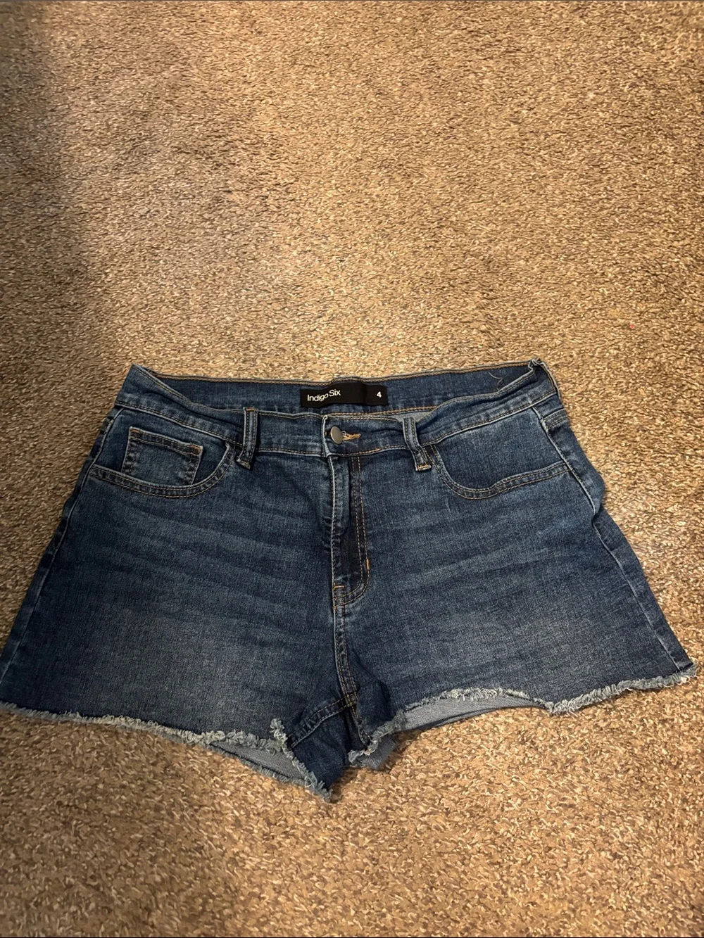 Indigo Raw Hem Blue Denim Jean Shorts